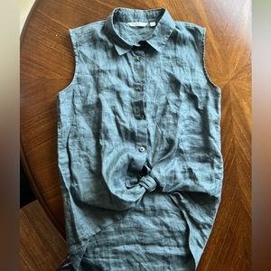 Uniqlo 100% Linen Button Up Sleeveless Top
